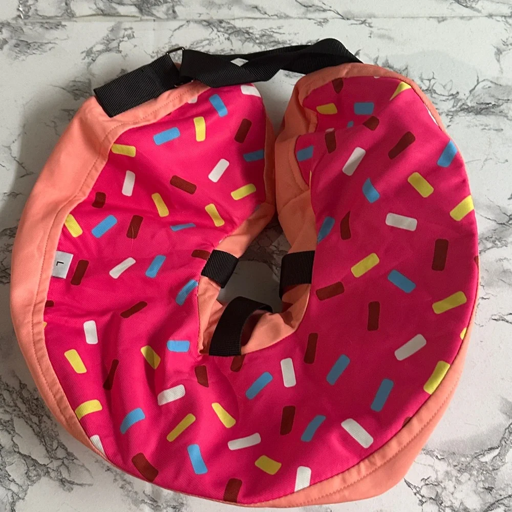 Inflatable Dog Cone Collar Pink Sprinkle Alternative After Surgery Doggie Size L
